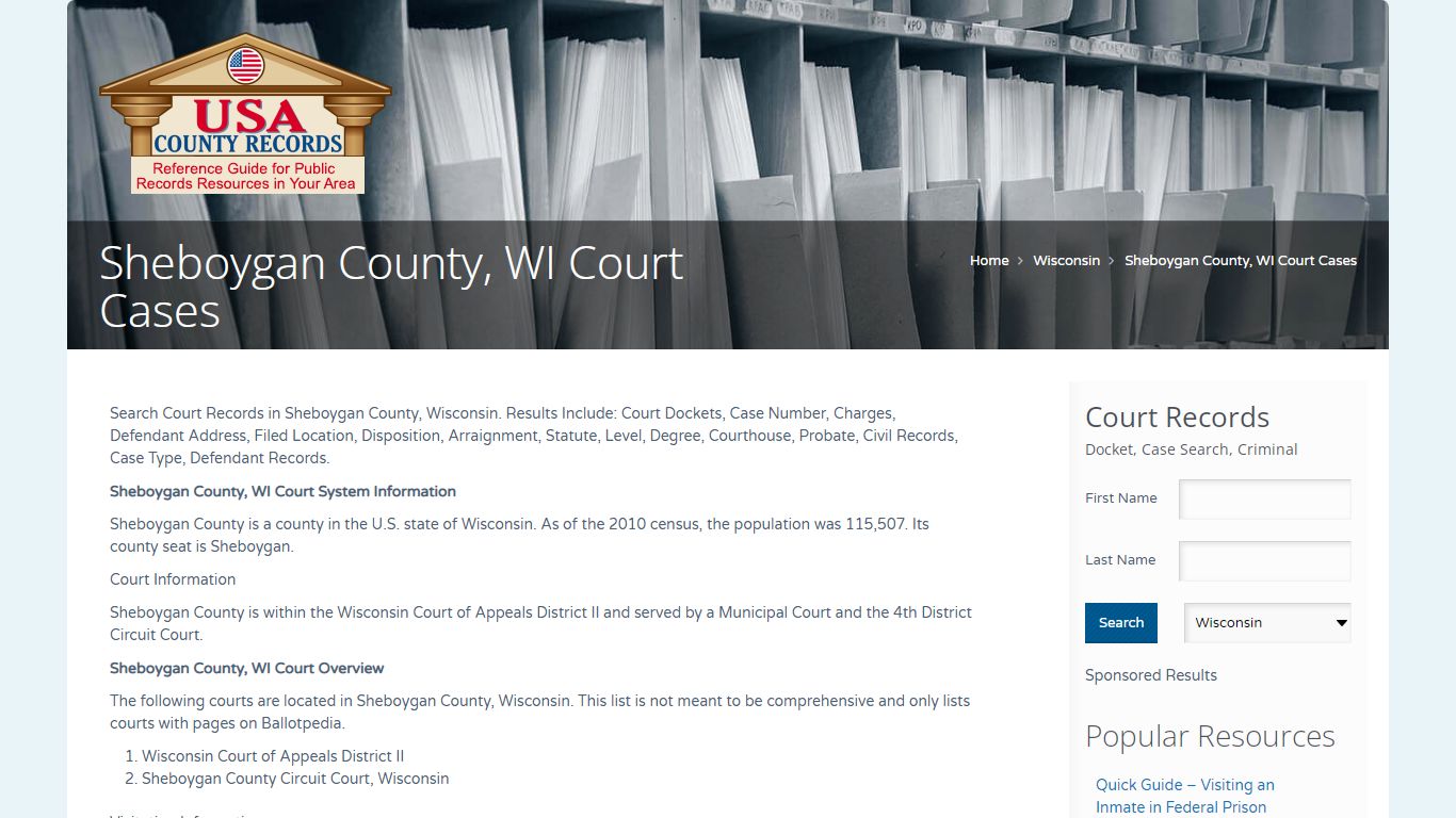 Sheboygan County, WI Court Cases | Name Search